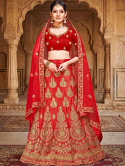 Anouk Rustic Embroidered Semi-Stitched Lehenga Choli with Net Dupatta view 1