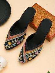 Gerief Embroidered Ethnic Block Heel Mules view 14