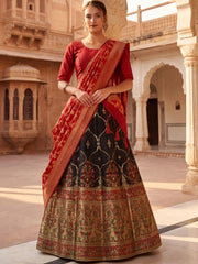 Anouk Rustic Zari Woven Semi-Stitched Lehenga with Dupatta view 25