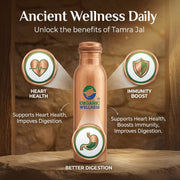 Organic Wellness Pure Copper Water Bottle 900ml | Ayurvedic Tamra Jal Bottle for Daily Wellness