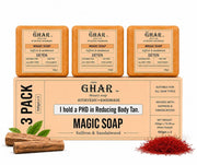 Ghar Soaps Sandalwood & Saffron Magic Soaps For Bath | Paraben Free | Chandan & Kesar Bath Soap | Handmade Soaps For Glowing | Skin Brightening Soap For Men & Women