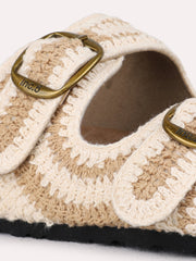 Inc.5 Crochet Double-Buckle Ethnic Flat Sliders Beige view 8