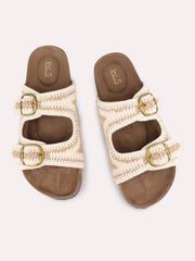 Inc.5 Crochet Double-Buckle Ethnic Flat Sliders Beige view 9