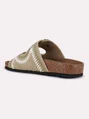 Inc.5 Crochet Double-Buckle Ethnic Flat Sliders Green view 5