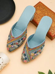 Gerief Embroidered Ethnic Block Heel Mules view 26