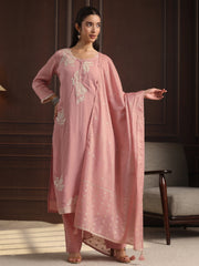 Libas pink chanderi suit view 2