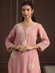 Libas pink chanderi suit view 7