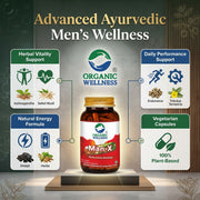 Organic Wellness Man-X 60 Veg Capsules | Ayurvedic Men's Vitality with Brahmi & Saffron | Stamina, E