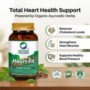 Organic Wellness Heart-Fit 90 Veg Capsules | Arjuna Bark, Moringa & Reetha | Heart, Circulation & BP