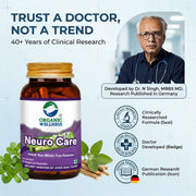 Organic Wellness Neuro Care 90 Veg Capsules | Jyotishmati & Brahmi | Nervous System, Memory & Focus
