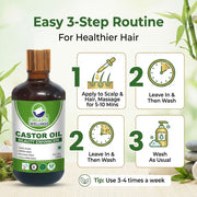 Organic Wellness Cold-Pressed Castor Oil 100ml | For Hair Growth, Eyelashes, Eyebrows & Dry Skin