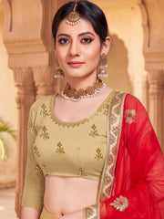 Anouk Rustic Embroidered Semi-Stitched Lehenga Choli with Net Dupatta view 12