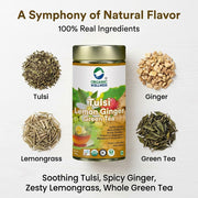Organic Wellness Tulsi Lemon Ginger Green Tea 100g Tin | Loose Leaf | Immunity & Digestion
