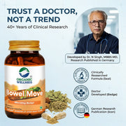Organic Wellness Bowel-Move 90 Veg Capsules | Bael, Psyllium, Haritaki & Chandrasoor | Gentle Consti