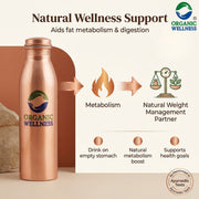 Organic Wellness Pure Copper Water Bottle 900ml | Ayurvedic Tamra Jal Bottle for Daily Wellness