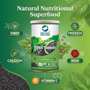 Organic Wellness Basil Seeds (Sabja) 100g | High Fibre Superfood for Weight Management & Cooling