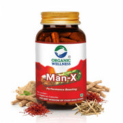 Organic Wellness Man-X 60 Veg Capsules | Ayurvedic Men's Vitality with Brahmi & Saffron | Stamina, E
