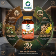 Organic Wellness Gokshura 90 Veg Capsules | Organic Tribulus Terrestris | Male Vitality, Stamina & U