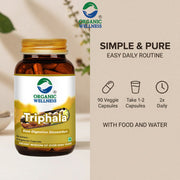 Organic Wellness Triphala 90 Veg Capsules | Amla, Bibhitaki & Haritaki | Digestion, Detox & Regular 