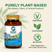 Organic Wellness Brahmi+ 90 Veg Capsules | Organic Bacopa Monnieri | Memory, Focus & Calm Mind