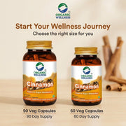 Organic Wellness Cinnamon 90 Veg Capsules | Organic Dalchini | Blood Sugar, Metabolism & Heart Suppo