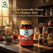 Organic Wellness Man-X 60 Veg Capsules | Ayurvedic Men's Vitality with Brahmi & Saffron | Stamina, E
