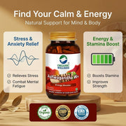 Organic Wellness Ashwagandha 90 Veg Capsules | Organic Withania Somnifera Root | Stress Relief, Stam