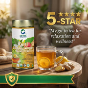 Organic Wellness Tulsi Lemon Ginger Green Tea 100g Tin | Loose Leaf | Immunity & Digestion