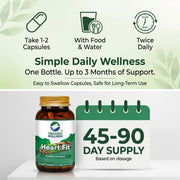 Organic Wellness Heart-Fit 90 Veg Capsules | Arjuna Bark, Moringa & Reetha | Heart, Circulation & BP