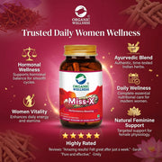 Organic Wellness Miss X 60 Veg Capsules | Shatavari, Lodhra, Saffron & Shwet Musli | Women's Vitalit