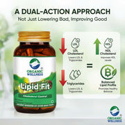 Organic Wellness Lipid-Fit 90 Veg Capsules | Arjuna, Hadjod, Amla & Ashwagandha | Healthy Cholestero