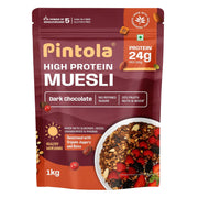 Pintola High Protein Muesli Dark Chocolate & Cranberry 400g, 24g Protein, High Fibre, Trans Fat Free with Brown Sugar, Real Fruits, Muesli for Breakfast Food, Muselies Fruit Nuts and Seeds (400g)