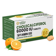 Vlado's Himalayan Organics Vitamin D3 60000 IU Tablets | Cholecalciferol I Vitamin D3 60k Supplement | Vitamin D 60000 iu Tablets | Cholecalciferol Supplement 60000iu for men & women | Orange Flavour - 40 Tablets