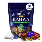 BLUE TEA - Detox Kahwa Butterfly Pea - 30 Tea Bags - Plant Based || DETOX BLEND || Caffeine Free - Improves Immunity - No-Additives - All Natural - Non-GMO - Non-Bitter | Ziplock Packaging