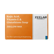 ZEELAB Zeeglow Max Kojic Acid, Vitamin E and Glutathione 75g Soap | Body Tan Removal Bath Soap For Glowing Skin | Remove Dark Spots & Hyperpigmentation