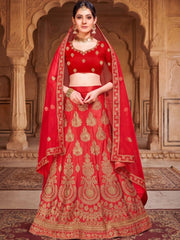 Anouk Rustic Embroidered Semi-Stitched Lehenga Choli with Net Dupatta view 2