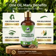 Organic Wellness Cold-Pressed Castor Oil 100ml | For Hair Growth, Eyelashes, Eyebrows & Dry Skin
