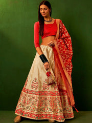 Anouk Rustic Zari Woven Semi-Stitched Lehenga with Dupatta view 10