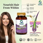 Organic Wellness Healthy Hair 90 Veg Capsules | Bhringraj, Amla & Brahmi | Hair Fall Control & Hair 