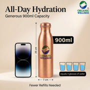 Organic Wellness Pure Copper Water Bottle 900ml | Ayurvedic Tamra Jal Bottle for Daily Wellness