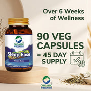 Organic Wellness Sleep Ease (Om-Shanti) 90 Veg Capsules | Brahmi, Ashwagandha & Shankhpushpi | Calm 