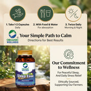 Organic Wellness Sleep Ease (Om-Shanti) 90 Veg Capsules | Brahmi, Ashwagandha & Shankhpushpi | Calm 