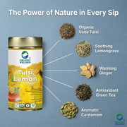 Organic Wellness Tulsi Lemon 100g Tin | Loose Leaf Tulsi & Lemon Herbal Tea | Caffeine Free, Immunit