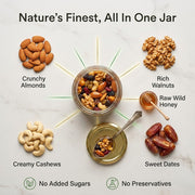 Organic Wellness Dry Fruits with Honey 350g | Almonds, Cashews & Raisins in Raw Wild Honey | Energy 