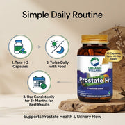 Organic Wellness Prostate-Fit 90 Veg Capsules | Beta-Sitosterol, Turmeric, Tulsi & Neem | Prostate &