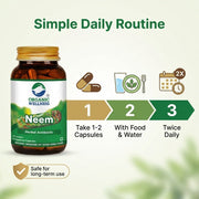 Organic Wellness Neem 90 Veg Capsules | Organic Azadirachta Indica Leaf | Clear Skin & Natural Blood