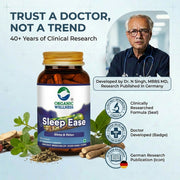 Organic Wellness Sleep Ease (Om-Shanti) 90 Veg Capsules | Brahmi, Ashwagandha & Shankhpushpi | Calm 