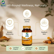 Organic Wellness Turmeric Curcumin 90 Veg Capsules | Organic Turmeric with Black Pepper | Joint, Imm