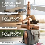 Organic Wellness Pure Copper Water Bottle 900ml | Ayurvedic Tamra Jal Bottle for Daily Wellness
