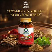 Organic Wellness Man-X 60 Veg Capsules | Ayurvedic Men's Vitality with Brahmi & Saffron | Stamina, E